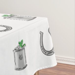 Mint Julep Cocktails and Horseshoes Derby Party Tablecloth
