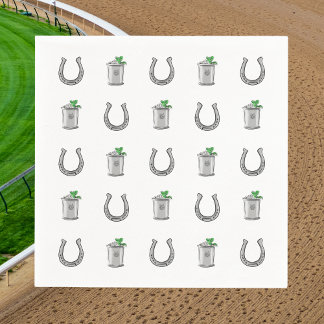 Mint Julep Cocktails & Horseshoe Pattern Race Day Napkin
