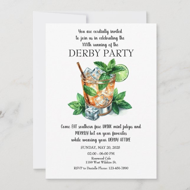 Mint Julep Derby Party Invitation (Front)