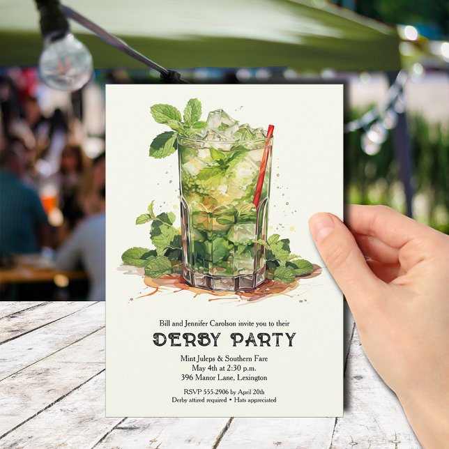 Mint Julep Derby Party Invitation (Mint Julep Derby Party Invitations - PRINTED and/or INSTANT DOWNLOAD)