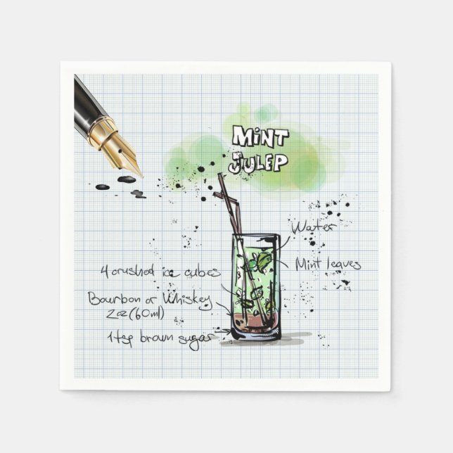 MINT JULEP DERBY PARTY PAPER NAPKIN (Front)