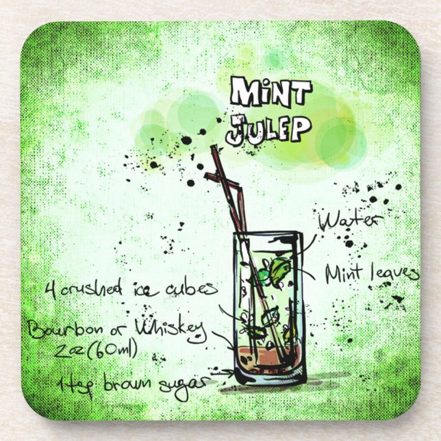 Mint Julep Drink Recipe Coaster (Front)