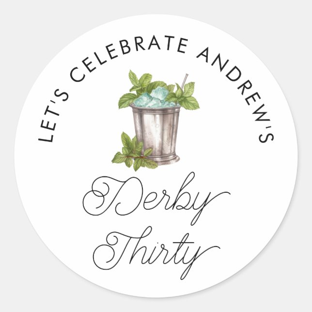 Mint Julep Horse Race Derby Thirty Birthday Classic Round Sticker (Front)