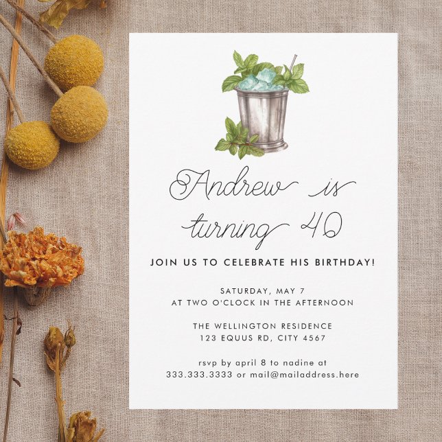 Mint Julep Horse Racing Derby Birthday Party Invitation (Creator Uploaded)