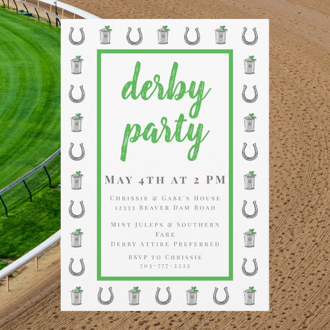 Mint Julep & Horseshoe Border Derby Preppy Race Invitation (Creator Uploaded)