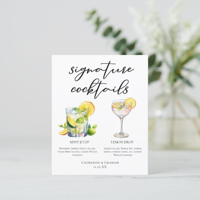 Mint Julep Lemon Drop Southern Cocktails Menu (Standing Front)