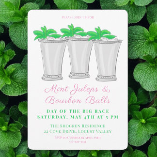 Mint Juleps Bourbon Balls Horse Race Derby Day Invitation