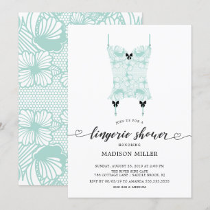 Mint Lace Corset Bridal Lingerie Shower Invitation
