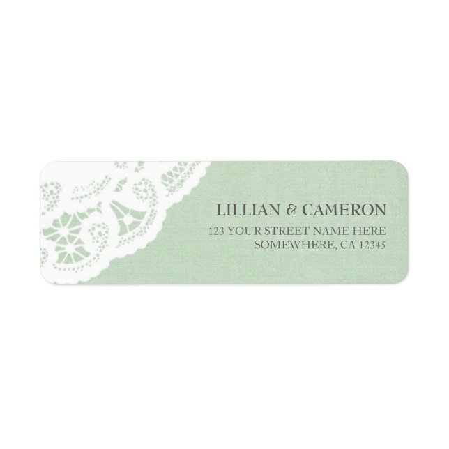 Mint Lace Doily Return Address Labels (Front)