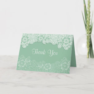 Mint Lace Wedding -Thank You Thank You Card