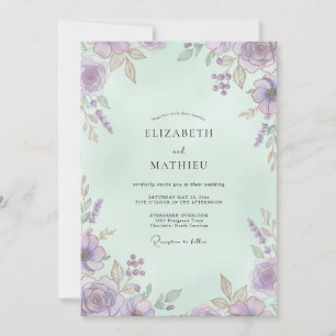 Mint Lavender Airy Botanical Wedding Invitation