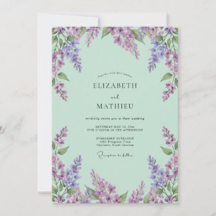 Mint Lavender Blossom Wedding Invitation