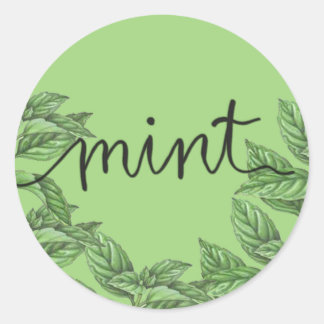 Mint leaves classic round sticker