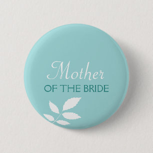 Mint leaves teal green wedding name tag badge pin