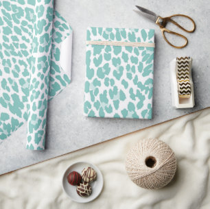 Mint Leopard Pattern Wrapping Paper