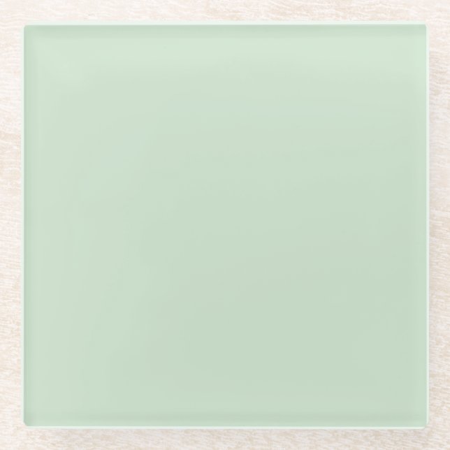Mint Light Pastel Green Solid Colour SW 6736 Glass Coaster (Front)