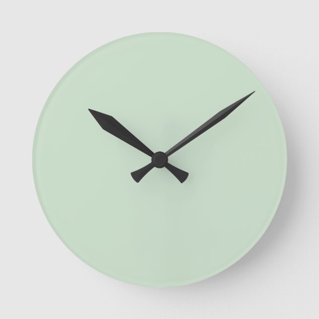 Mint Light Pastel Green Solid Colour SW 6736 Round Clock (Front)