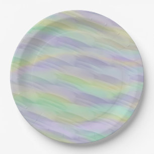 Mint Lilac Yellow Abstract Paper Plate