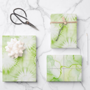 Mint Lime Green Tie Dye Birthday Wrapping Paper Sheet