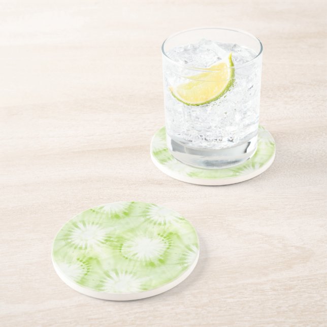 Mint Lime Green Tie Dye Coaster (Side)