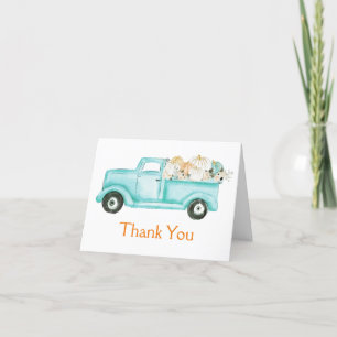 Mint Little Pumpkin Truck Baby Shower Photo Thank You Card