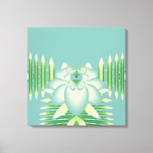 Mint Lotus Art Deco Fractal Flower Art Canvas Print