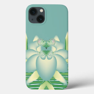 Mint Lotus Art Deco Fractal Flower Art iPhone 13 Case
