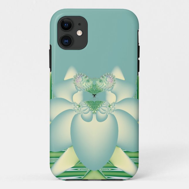 Mint Lotus Art Deco Fractal Flower Art Case-Mate iPhone Case (Back)