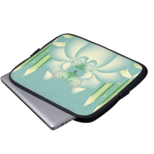 Mint Lotus Art Deco Fractal Flower Art Laptop Sleeve