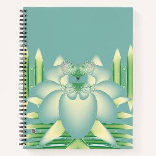 Mint Lotus Art Deco Fractal Flower Art Notebook