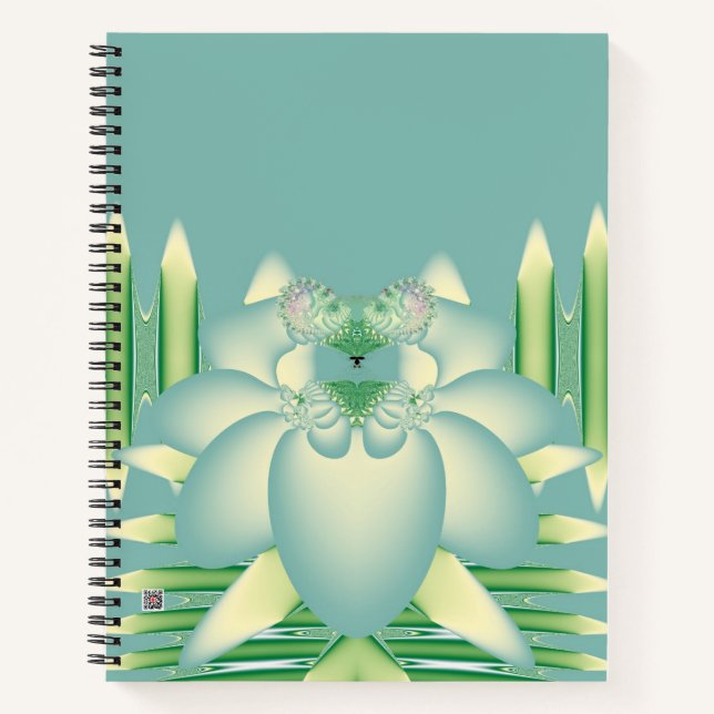 Mint Lotus Art Deco Fractal Flower Art Notebook (Front)
