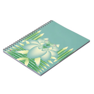 Mint Lotus Art Deco Fractal Flower Art Notebook