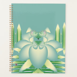 Mint Lotus Art Deco Fractal Flower Art Planner