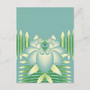 Mint Lotus Art Deco Fractal Flower Art Postcard