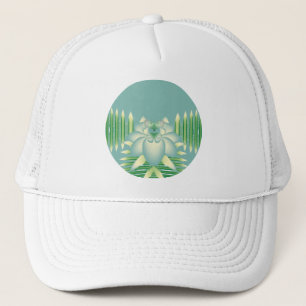 Mint Lotus Art Deco Fractal Flower Art Trucker Hat