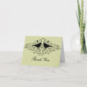 Mint Love Bird Swirls Thank You Card