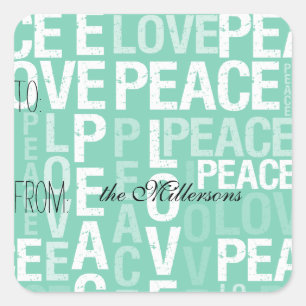 Mint Love Peace Gift Tag