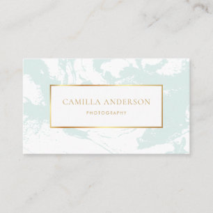 Mint Marble with Faux Gold Foil Business Card
