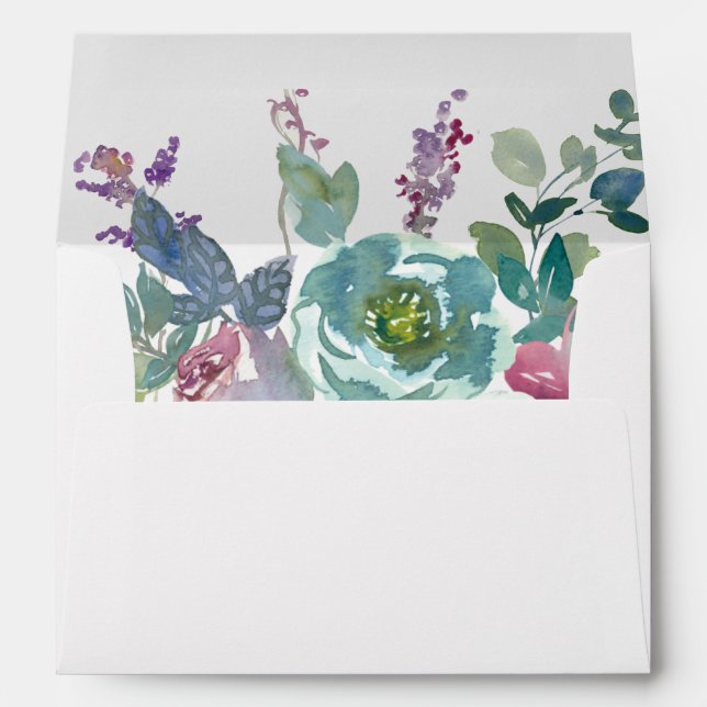 Mint & Mauve Foral Personalised Wedding Envelope (Back (Bottom))