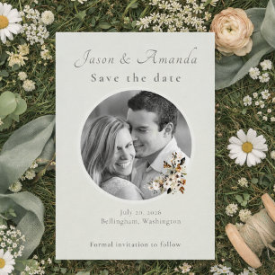 Mint Meadow Photo Save the Date Card