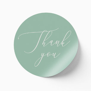 Mint minimalist elegant script wedding thank you classic round sticker