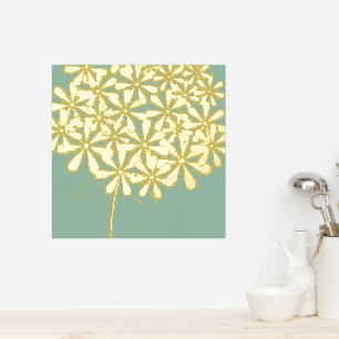 Mint Modern Floral Gold Foil Prints