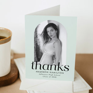 Mint   Modern Minimalist Photo Graduation Thank You Card