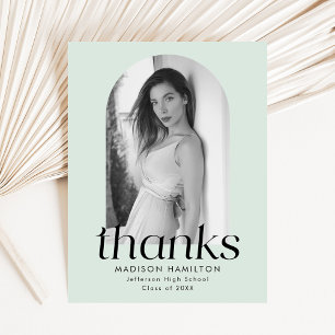 Mint Modern Minimalist Photo Graduation Thank You Postcard