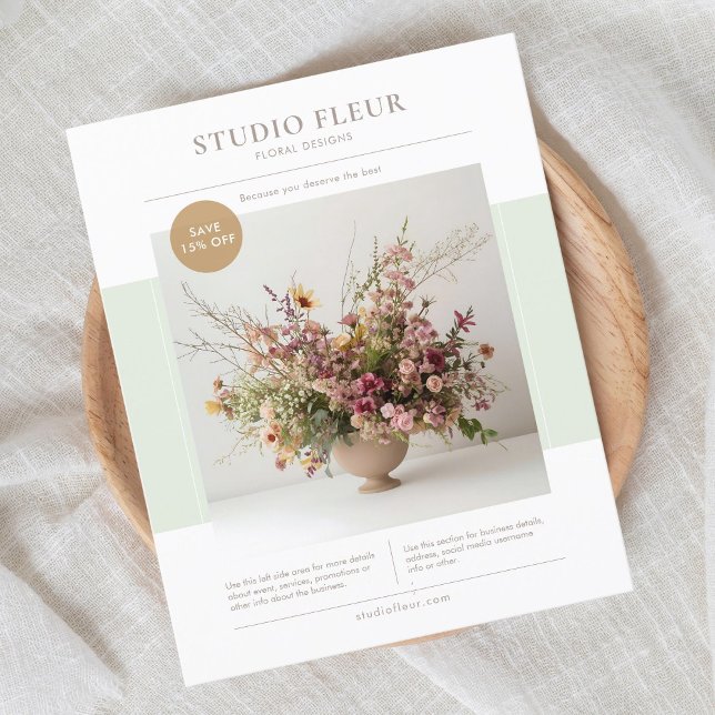 Mint | Modern Photo Floral Business Marketing  Flyer (Creator Uploaded)