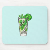 Mint Mojito in Summer Watercolor Cocktail