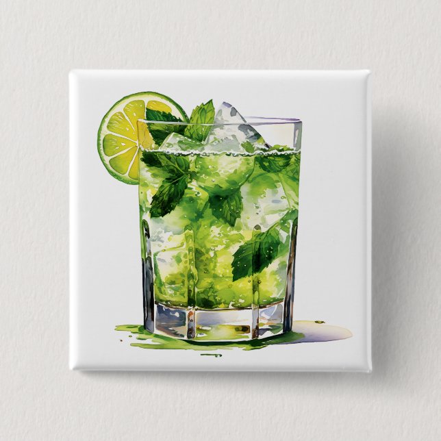 Mint Mojito With Lime 15 Cm Square Badge (Front)