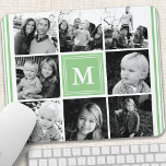 Mint Monogram Family Photo Collage Mouse Mat<br><div class="desc">Monogram Family Photo Collage. Personalize this custom design with your own monogram initial or text.</div>