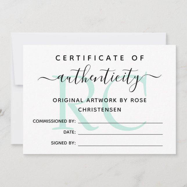 Mint Monogram Larger Certificate of Authenticity (Front)