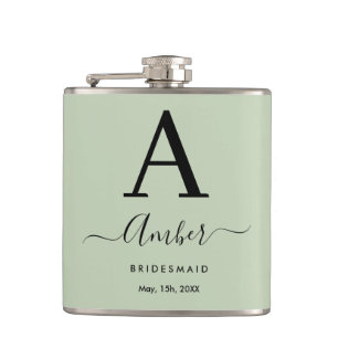 Mint Monogram Personalised Bridesmaid Hip Flask